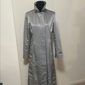 💐HP💐 Fendi Roma Jean Silver Puffer Maxi Velcro Front/ Slit Trench Coat